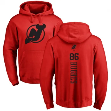 Red Men's Jack Hughes New Jersey Devils Branded One Color Backer Pullover Hoodie