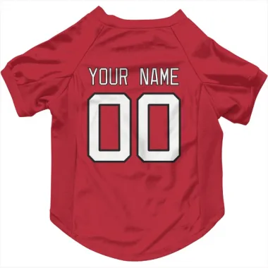 Red New Jersey Devils Custom    Dog & Cat Pet Jersey